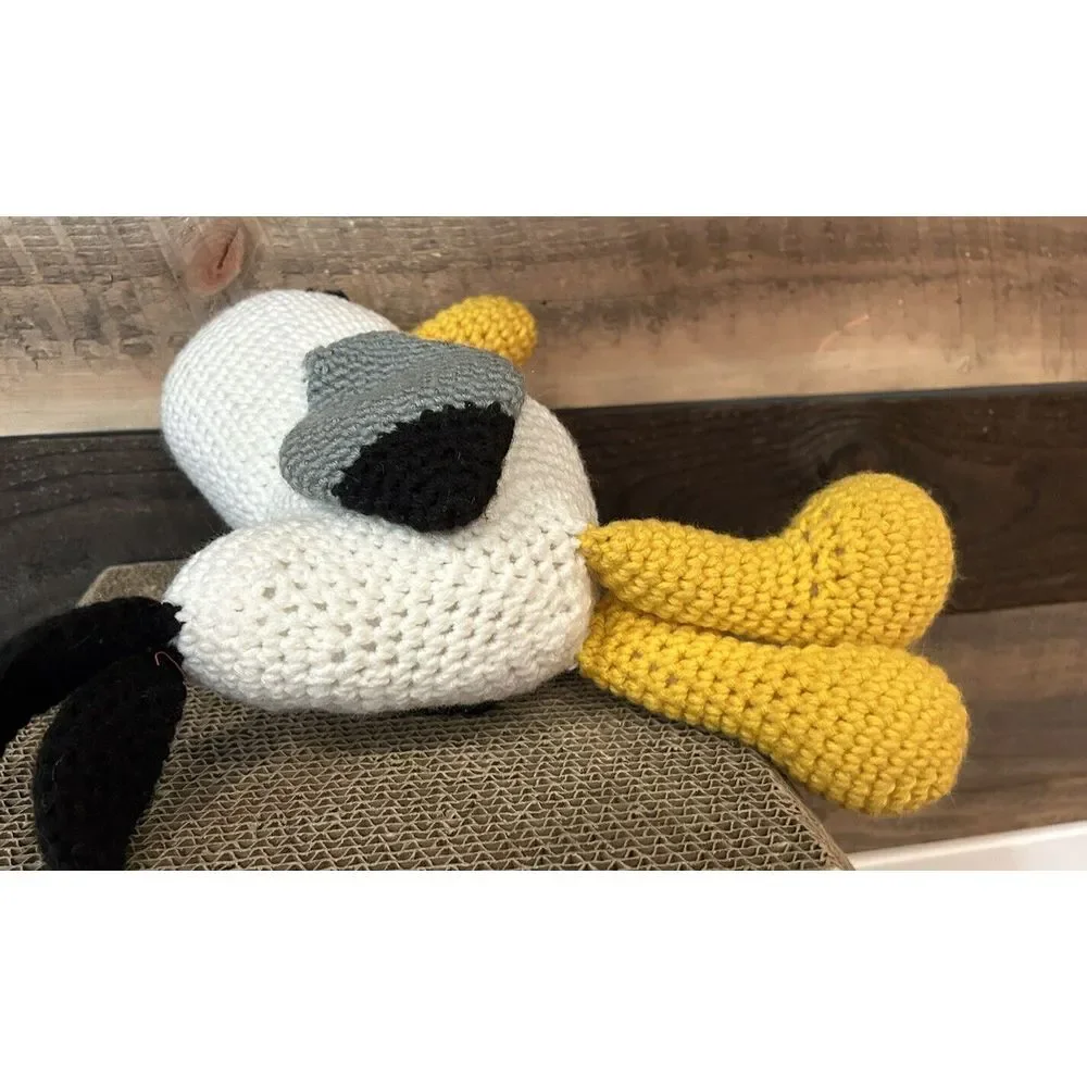 Seagull Toy‎ Handmade Crochet Blue Yellow Grey